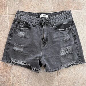 Just Black Distressed Black Denim Jean Shorts